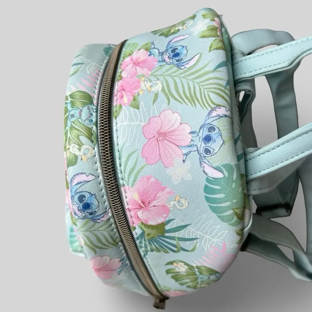 Loungefly Disney Lilo & Stitch Tropical Floral Mini Backpack Pastel Blue Vegan